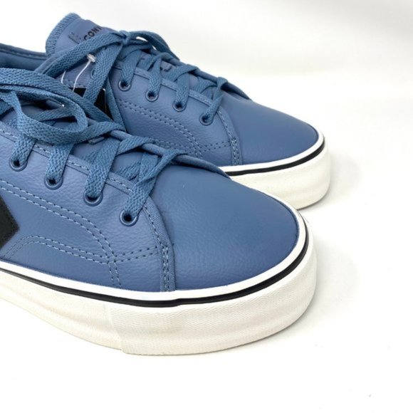 Converse Women's 569535C Star Replay Platform Lakeside Blue Faux Leather Sneaker - Picture 4 of 9